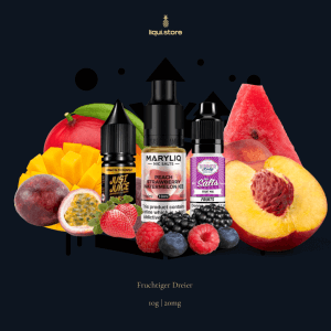 Frucht-Dreier – Süß & Saftig | 3× Nikotinsalz Liquid im Bundle