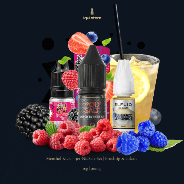 Menthol Kick – 3er-NicSalt-Set | Fruchtig & eiskalt