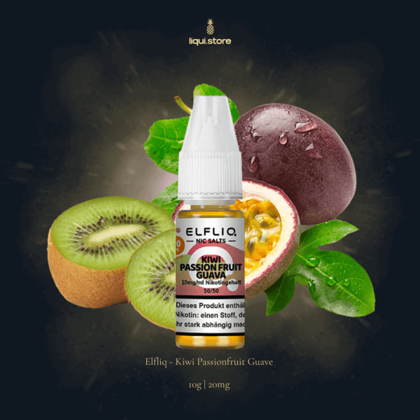 Elfliq Kiwi Passion Fruit Guava 10 mg | 20 mg NicSalt Liquid – Tropischer Frucht-Mix